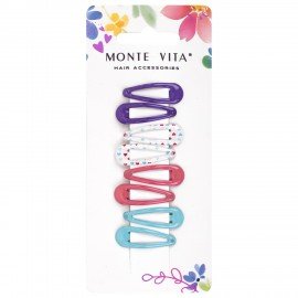 Заколки для волос НАБОР 8 шт, 3 см, клик-клак, глянцевый, разные цвета MONTE VITA 457093