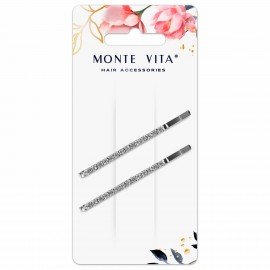 Невидимки для волос НАБОР 2 шт, 5,5 см, со стразами, серебристый MONTE VITA 457098