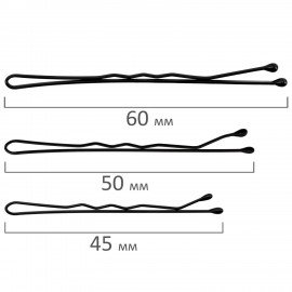 Невидимки для волос НАБОР 60 шт, 4,5 см, 5 см, 6 см, в кейсе, чёрный MONTE VITA 457102