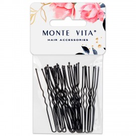 Шпильки для волос НАБОР 20 шт, 6 см, чёрный MONTE VITA 457103