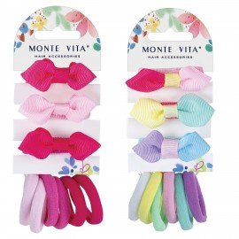 Резинка для волос НАБОР 9 шт, мягкие, medium size, ассорти форм, оттенки розового MONTE VITA 457107