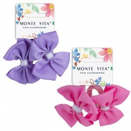 Резинки для волос НАБОР 2 шт, 8х4 см, с бантиком АССОРТИ, MONTE VITA 457109