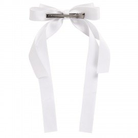 Заколка для волос аллигатор с бантиком, с длинными хвостиками, белый, MONTE VITA 457113