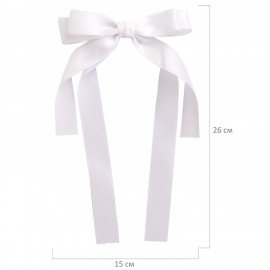 Заколка для волос аллигатор с бантиком, с длинными хвостиками, белый, MONTE VITA 457113