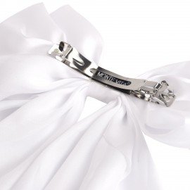 Заколка для волос баретте с бантом и широкими длинными хвостиками, белый, MONTE VITA