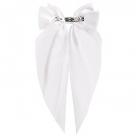 Заколка для волос баретте с бантом и широкими длинными хвостиками, белый, MONTE VITA