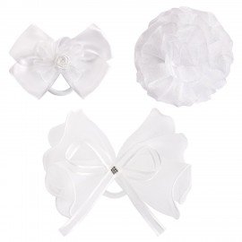 Бант для волос 8х10см, 10х12см, 8 см на резинке, белый, АССОРТИ, MONTE VITA 457117