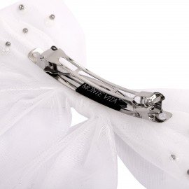 Заколка для волос 16х14 см, баретте с бантом и бусинами, белый MONTE VITA 457120