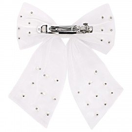 Заколка для волос 16х14 см, баретте с бантом и бусинами, белый MONTE VITA 457120