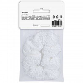 Резинка для волос 3*22 см, скранч, белый, MONTE VITA 457121