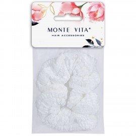 Резинка для волос 3*22 см, скранч, белый, MONTE VITA 457121