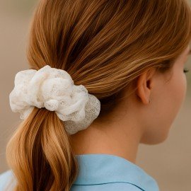 Резинка для волос 3*22 см, скранч, белый, MONTE VITA 457121