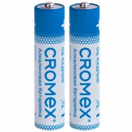 Батарейки алкалиновые "мизинчиковые" КОМПЛЕКТ 2 шт., CROMEX Alkaline, AAA (LR03, 24А), блистер, 457129