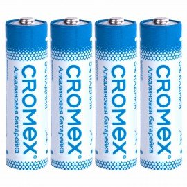 Батарейки алкалиновые "пальчиковые" КОМПЛЕКТ 4 шт., CROMEX Alkaline, AA (LR6, 15A), блистер, 457130