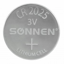 Батарейка литиевая CR2025 КОМПЛЕКТ 5 шт., "таблетка, дисковая, кнопочная" SONNEN Lithium, в блистере, 457140