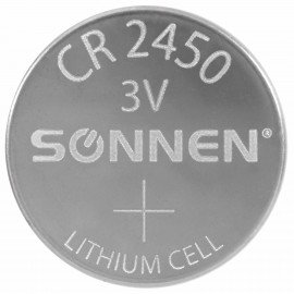 Батарейка литиевая CR2450 КОМПЛЕКТ 5 шт., "таблетка, дисковая, кнопочная" SONNEN Lithium, в блистере, 457144