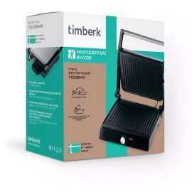 Электрогриль TIMBERK T-EG350M01, 2200 Вт, фиксированные панели, регулировка температуры, черный