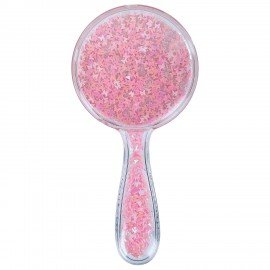 Расческа для волос массажная 20х8,5 см, с блестками прозрачный/розовый MONTE VITA, 457424
