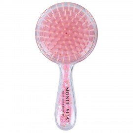 Расческа для волос массажная 20х8,5 см, с блестками прозрачный/розовый MONTE VITA, 457424