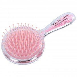 Расческа для волос массажная 20х8,5 см, с блестками прозрачный/розовый MONTE VITA, 457424