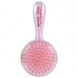 Расческа для волос массажная 20х8,5 см, с блестками прозрачный/розовый MONTE VITA, 457424