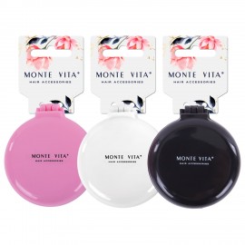 Расческа для волос массажная "2 в 1", 6,5см с зеркалом, компактная цвета АССОРТИ, MONTE VITA, 457425