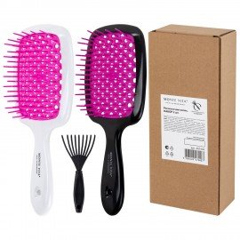 Расческа для волос массажная 20х8,5 см, НАБОР 2 шт+щетка для чистки В ПОДАРОК MONTE VITA, 457434