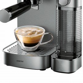 Кофеварка рожковая CENTEK CT-1170, 1350 Вт, объем 1,3 л, 20 бар, автоматический капучинатор, серая