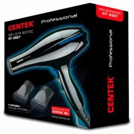 Фен CENTEK CT-2227 Professional, 2200 Вт, 2 скорости, 3 температурных режима, черный