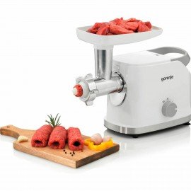 Мясорубка GORENJE MG1802SJW, 1800 Вт, производительность 2,1 кг/мин, 7 насадок, реверс, белый