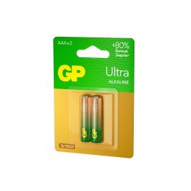 Батарейки КОМПЛЕКТ 2 шт., GP Ultra G-Tech, AAA (LR03, 24А), алкалиновые, мизинчиковые, 24AUA21-2CRSBC2