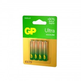 Батарейки КОМПЛЕКТ 4 шт., GP Ultra G-Tech, AAA (LR03, 24А), алкалиновые, мизинчиковые, 24AUA21-2CRSBC4