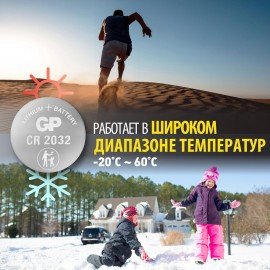 Батарейки литиевые GP Lithium CR2032 "таблетки, дисковые, кнопочные" КОМПЛЕКТ 4 шт., блистер, CR2032-2CRU4