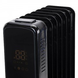 Обогреватель масляный BRASSON BOR-9 TOUCH, 2000 Вт, сенсорное управление, 9 секций, пульт ДУ, таймер, блокировка от детей, черный, 457778