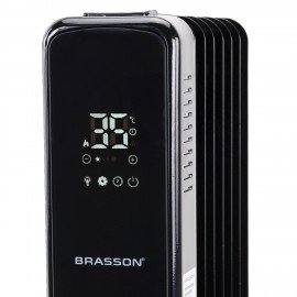 Обогреватель масляный BRASSON BOR-9 TOUCH, 2000 Вт, сенсорное управление, 9 секций, пульт ДУ, таймер, блокировка от детей, черный, 457778