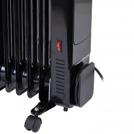 Обогреватель масляный BRASSON BOR-9 TOUCH, 2000 Вт, сенсорное управление, 9 секций, пульт ДУ, таймер, блокировка от детей, черный, 457778