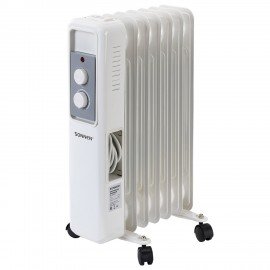 Обогреватель масляный SONNEN DFS-7E, 1500 Вт, механическое управление, 3 режима, 7 секций, белый, 457779