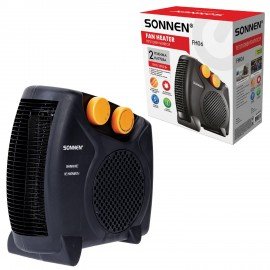 Тепловентилятор SONNEN FH06, механическое управление, 2000Вт, 2 режима обогрева, спиральный нагревательный элемент, черный/оранжевый, 457781