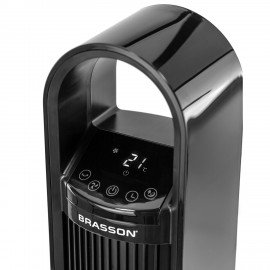 Вентилятор колонный BRASSON BTF08-B, 60Вт, 90см, сенсор, тихая работа, 3 скорости, режим сна, автовращение, пульт ДУ, черный, 457788