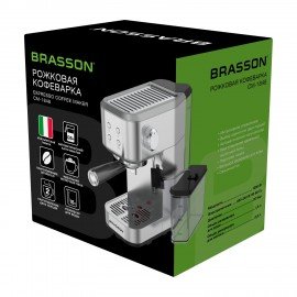 Кофеварка рожковая со встроенным капучинатором BRASSON (БРАССОН) CM-1848, два напитка, 1,5 л, 1250 Вт, 20 бар, 457884