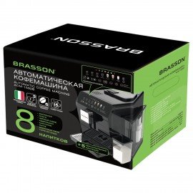 Кофемашина автоматическая BRASSON ACM-1592B,дисплей,капучинатор,итальянская помпа,13 напитков,выбор крепости и объема,1450 Вт,20 бар, 457887