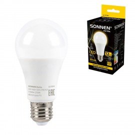 Лампа светодиодная SONNEN EXTRA, 12 (100) Вт, Е27, груша, теплый белый, 30000 ч, LED A60-12W-2700-Е27, 457894