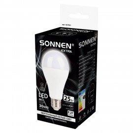 Лампа светодиодная SONNEN EXTRA, 25 (200) Вт, Е27, груша, нейтральный белый, 30000 ч, LED A65-25W-4000-Е27, 457901