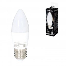 Лампа светодиодная SONNEN EXTRA, 10 (85) Вт, Е27, свеча, нейтральный белый, 30000 ч, LED C37-10W-4000-Е27, 457907