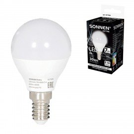 Лампа светодиодная SONNEN EXTRA, 7 (60) Вт, E14, шар, нейтральный белый, 30000 ч, LED G45-7W-4000-Е14, 457908