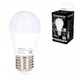 Лампа светодиодная SONNEN EXTRA, 10 (85) Вт, E27, шар, нейтральный белый, 30000 ч, LED G45-10W-4000-Е27, 457914