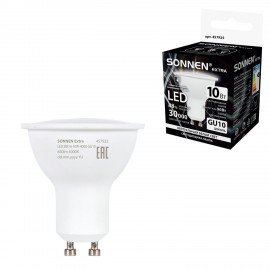 Лампа светодиодная SONNEN EXTRA, 10 (90) Вт, GU10, нейтральный белый, 30000 ч, LED MR16-GU10-10W-4000, 457925