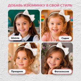 Ободок для волос с бантиком, ширина 1см., белый MONTE VITA (МОНТЕ ВИТА), 457940