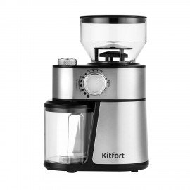 Кофемолка KITFORT КТ-717, мощность 200 Вт, вместимость 100г, 14 степеней помола, стал