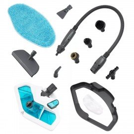 Паровая швабра KITFORT KT-1003, 1500 Вт, 1 бар, объем 0,38л, 2 в 1, 11 насадок, белая, КТ-1003